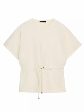 NEW ZARA Women's Heavy Cotton Drawstring Waist Top